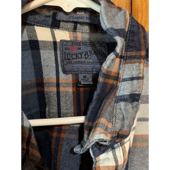 Lucky Casual Plaid Flannel Button-Down Shirt with Dual Front Pockets Size M - Picture 3 of 6